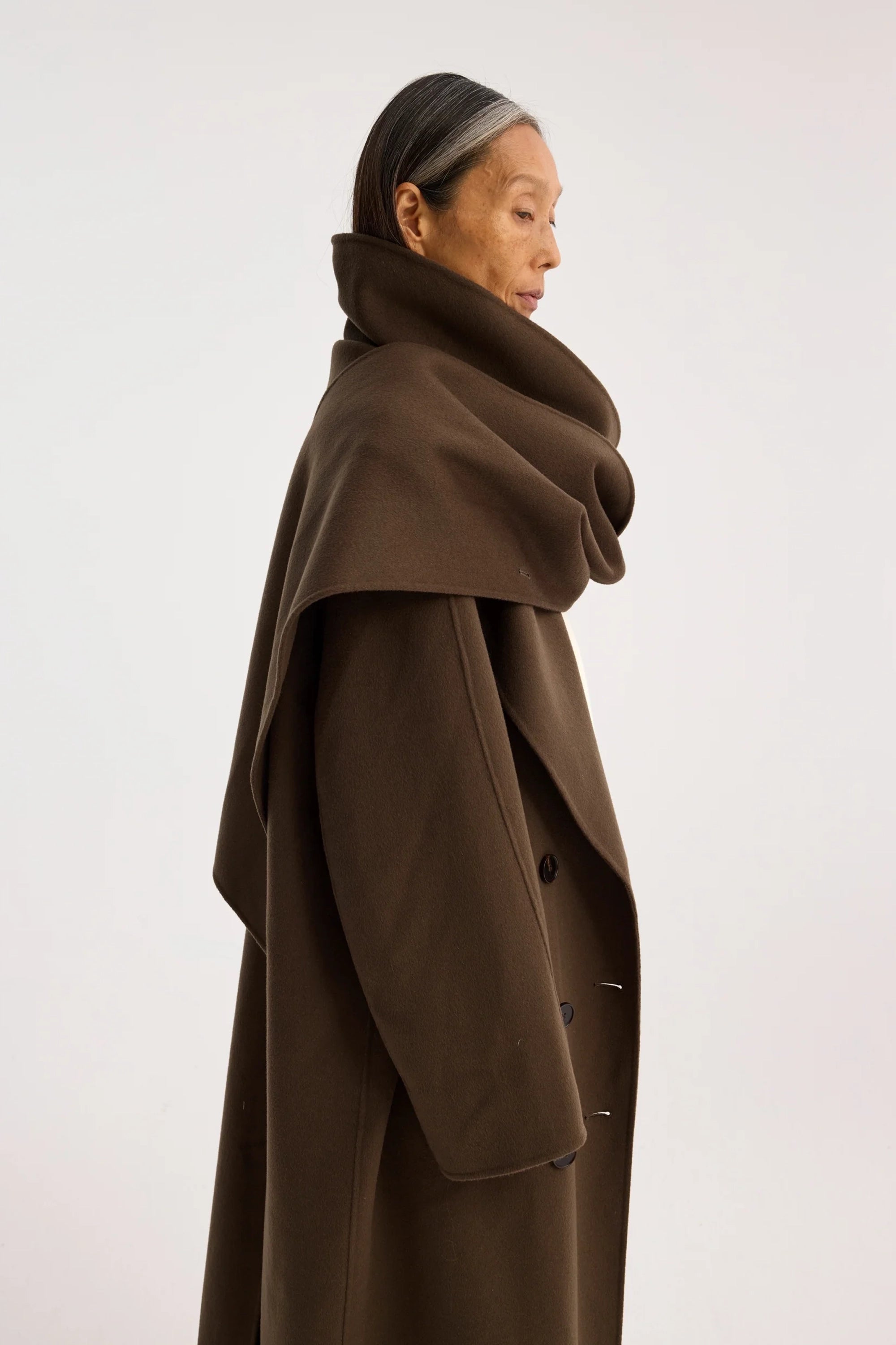 Double-Faced Wool Scarf Coat