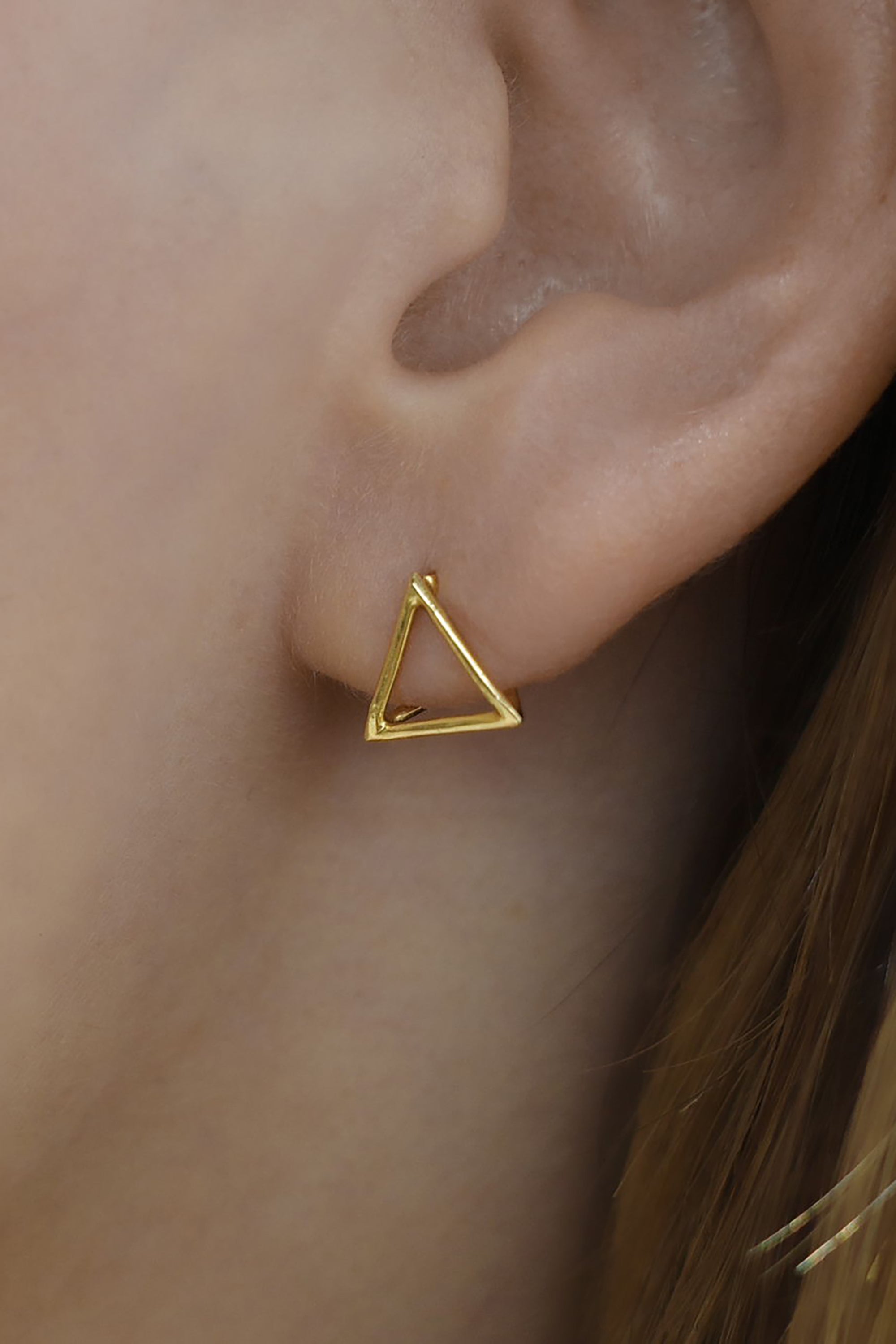 Gold 3D Triangle Earring 10