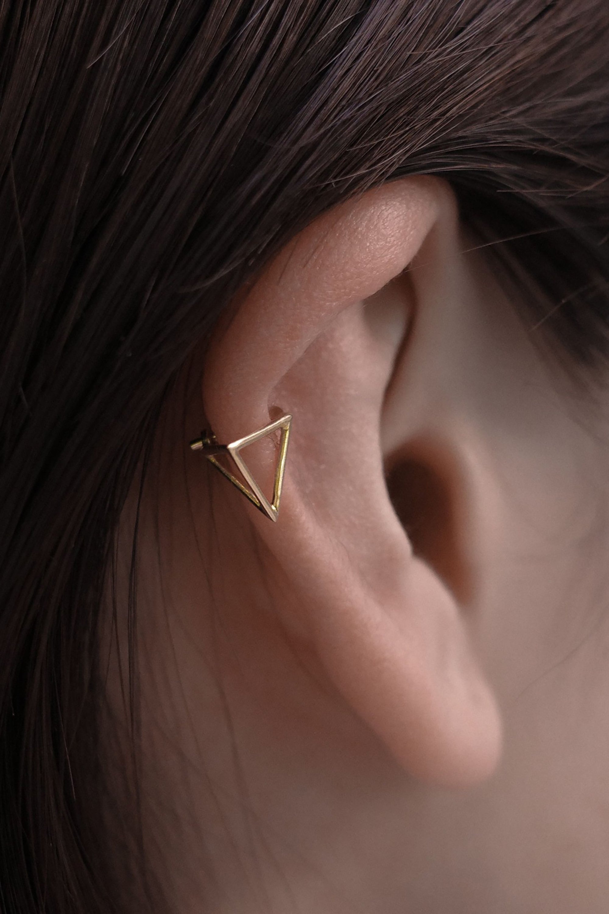 Gold 3D Triangle Earring 10