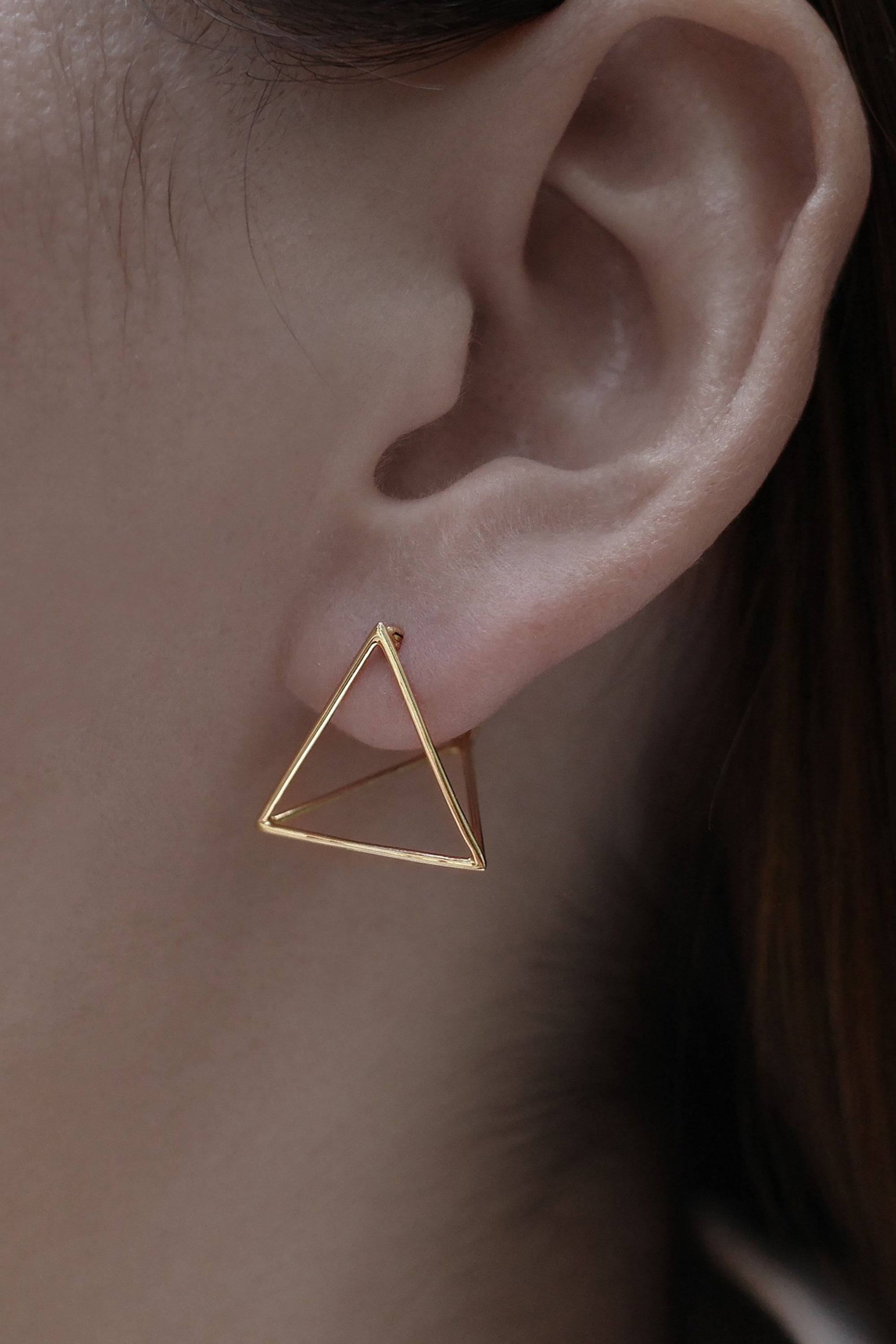 Gold 3D Triangle Earring 20