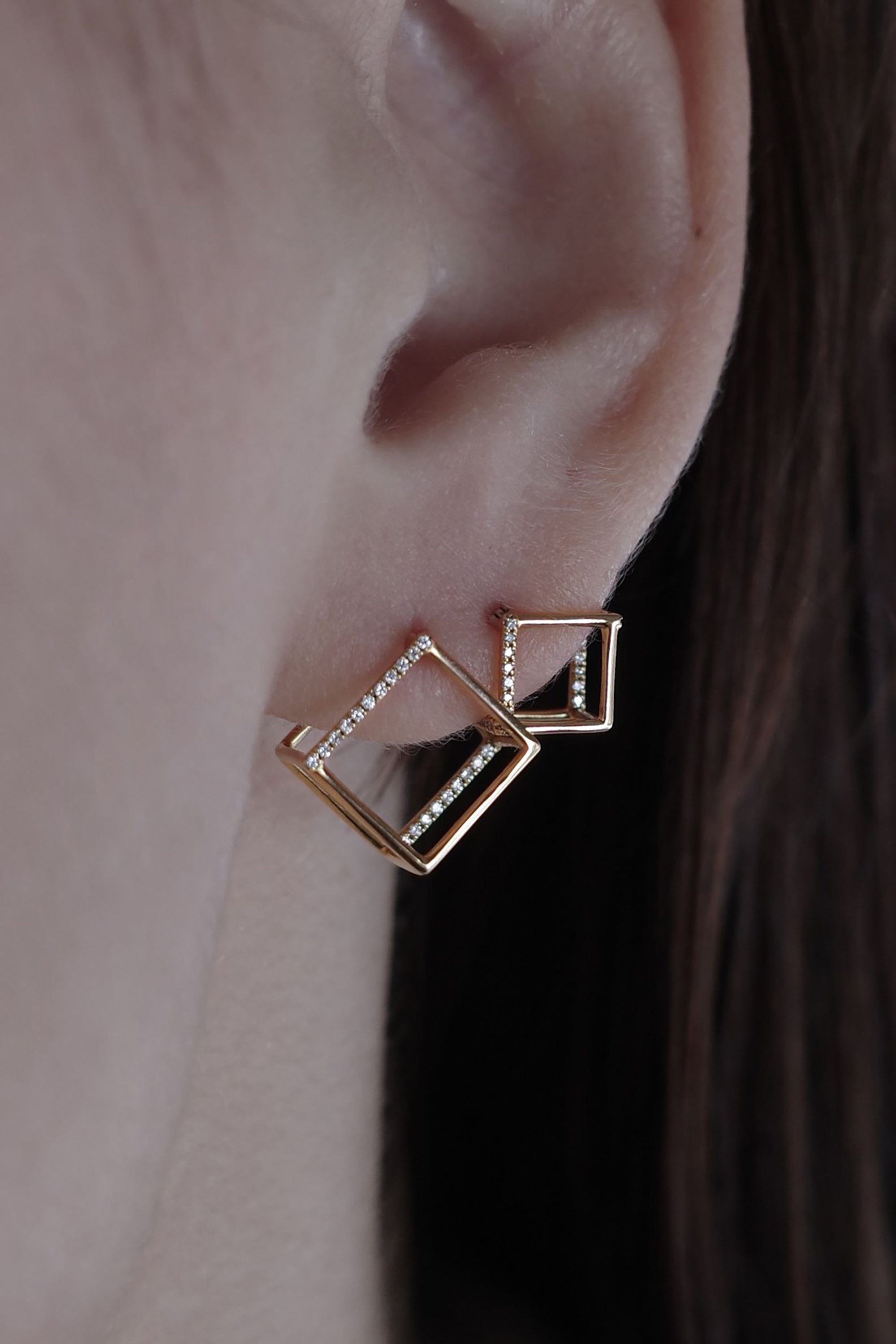 Diamond Square Earring 10