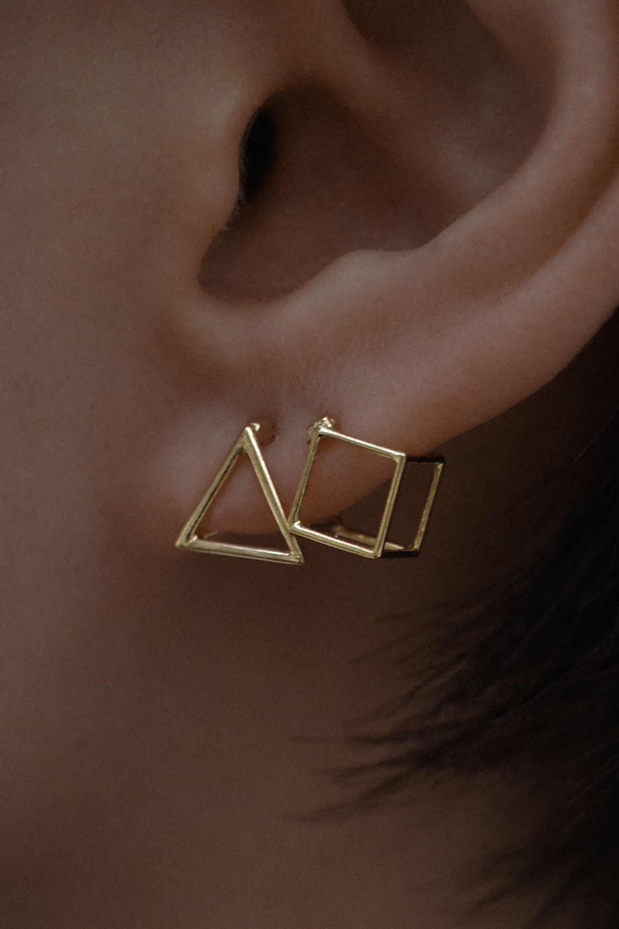 Gold 3D Triangle Earring 10