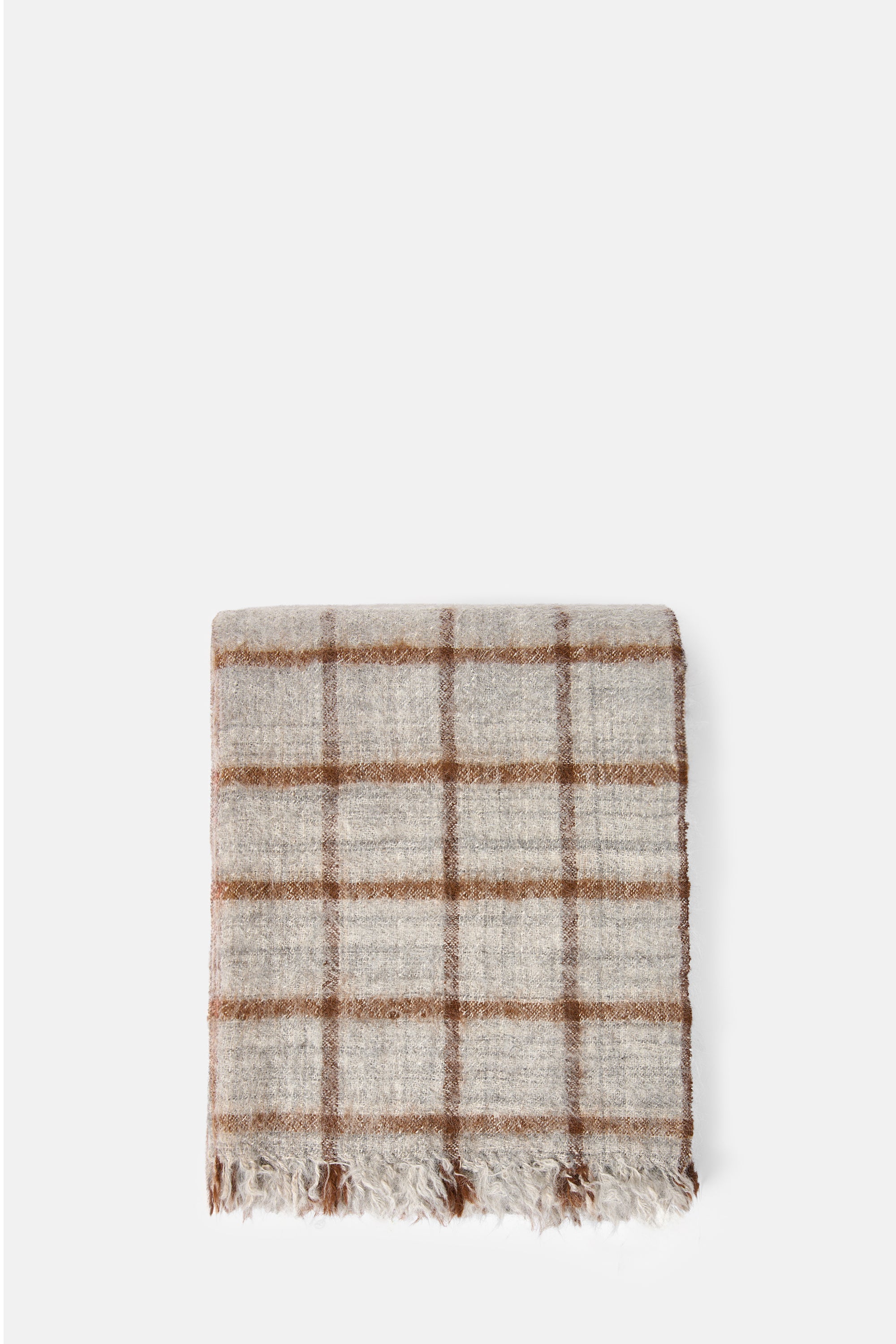 Checks Throw Plaid With Fringes