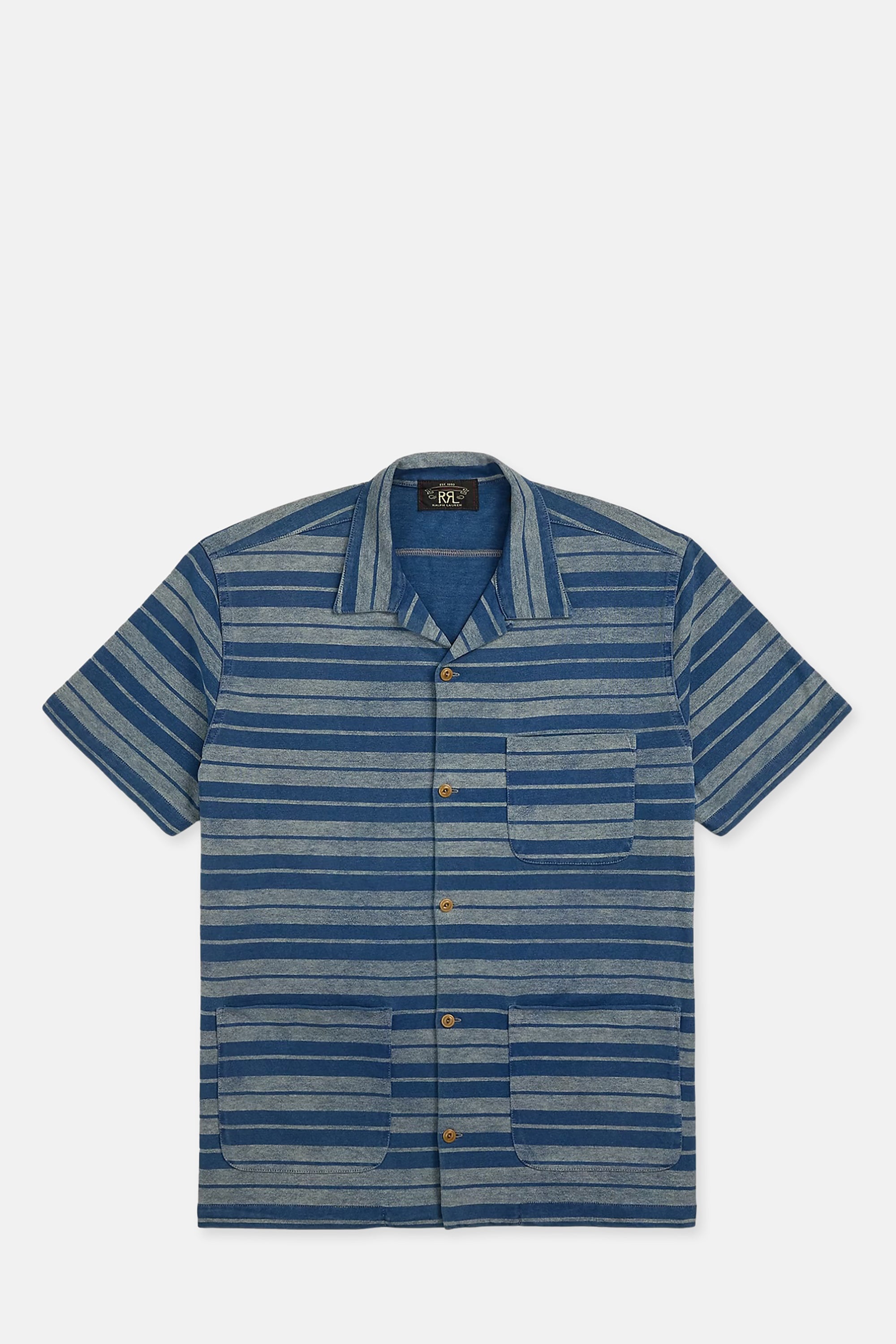 Indigo Striped Jersey Camp Shirt