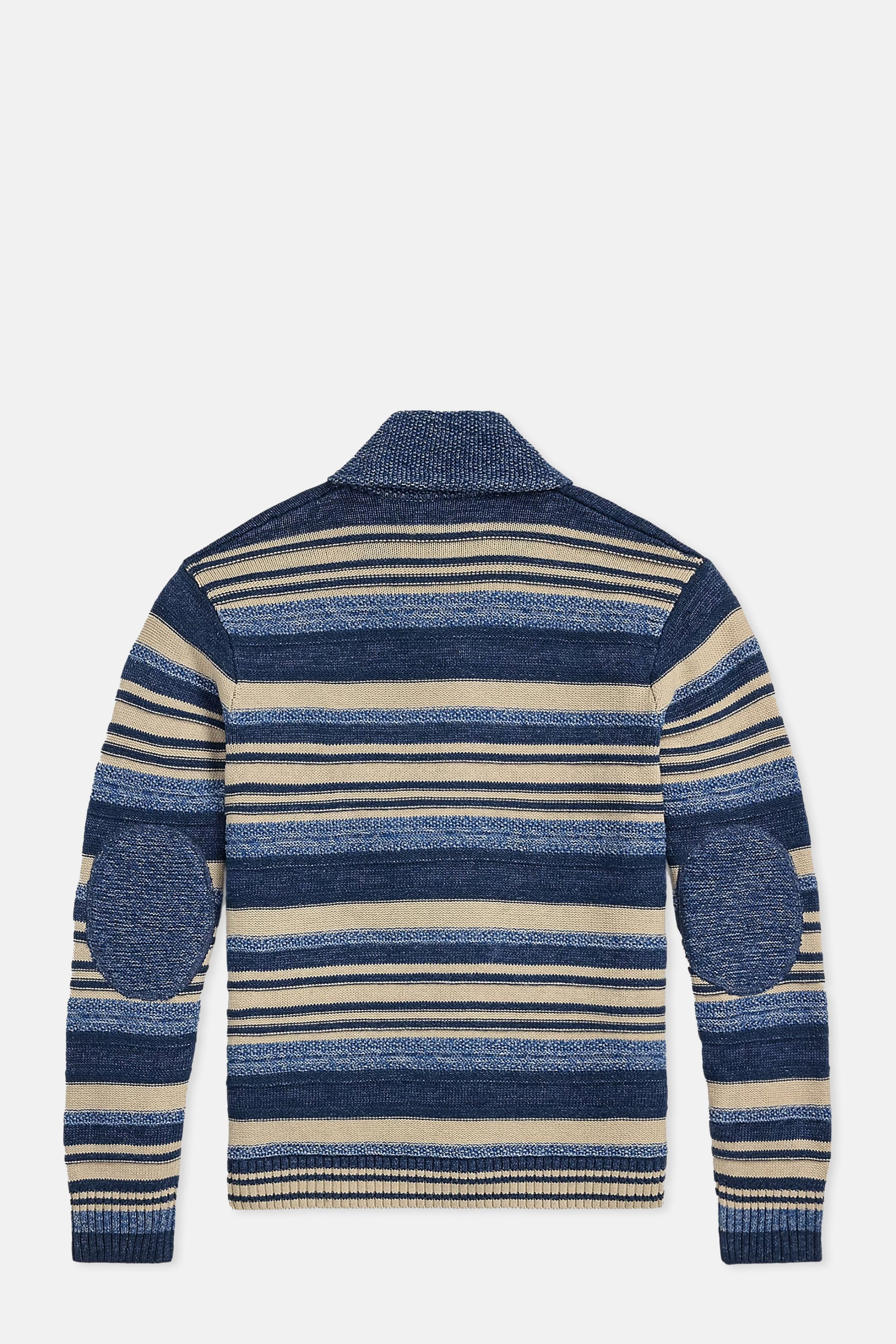 Indigo Striped Cotton-Linen Cardigan