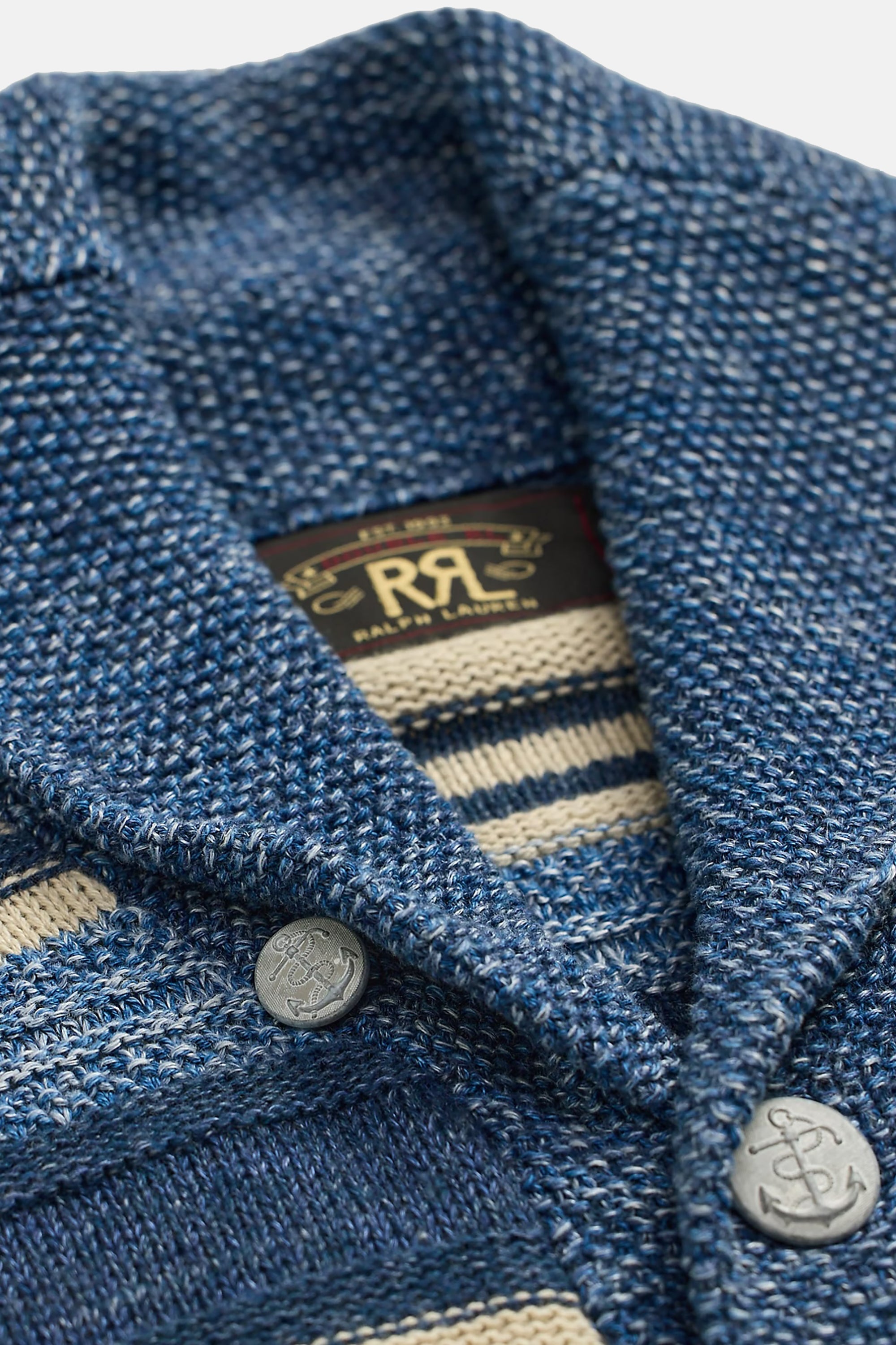 Indigo Striped Cotton-Linen Cardigan
