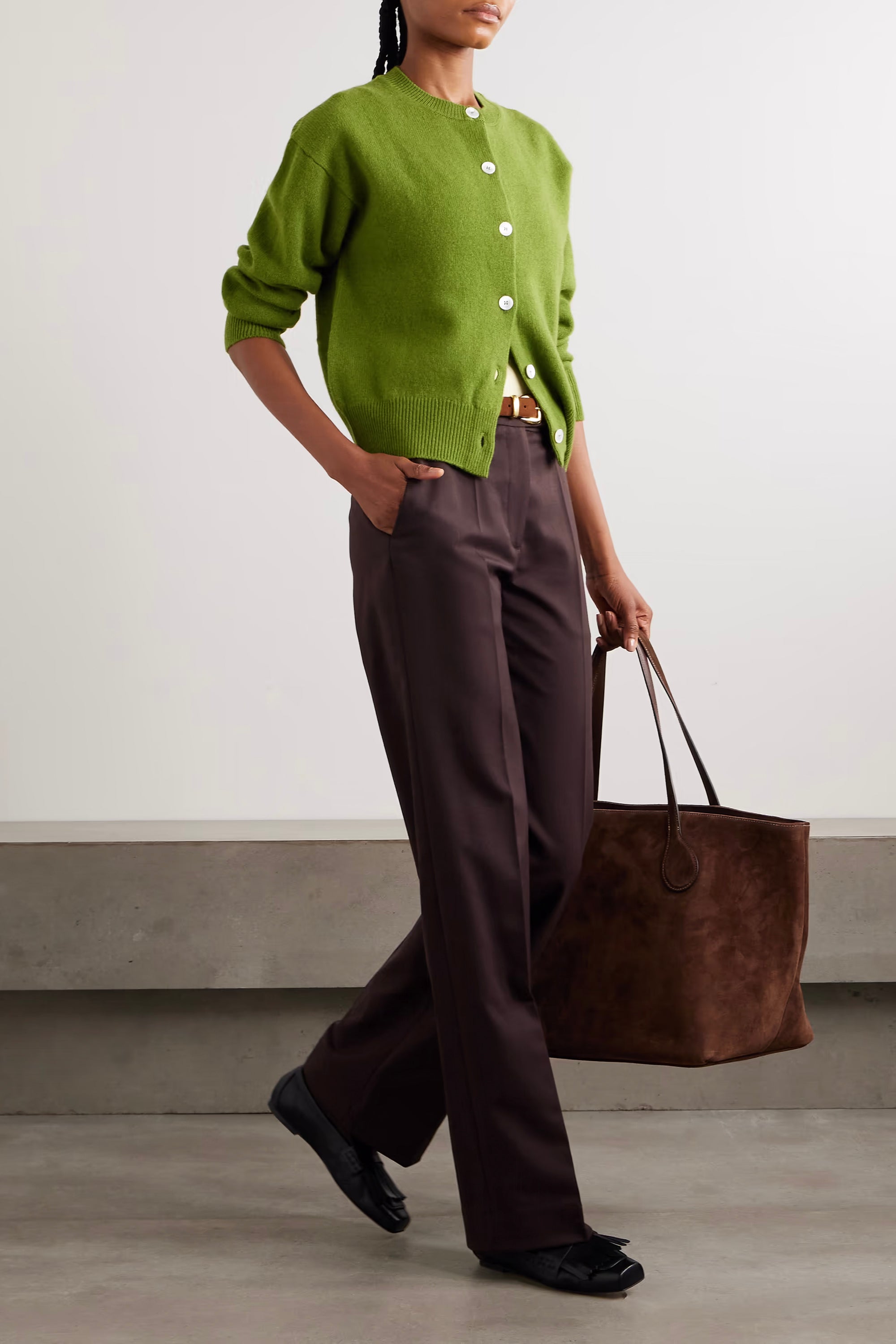 Green Ada Crewneck Cardigan